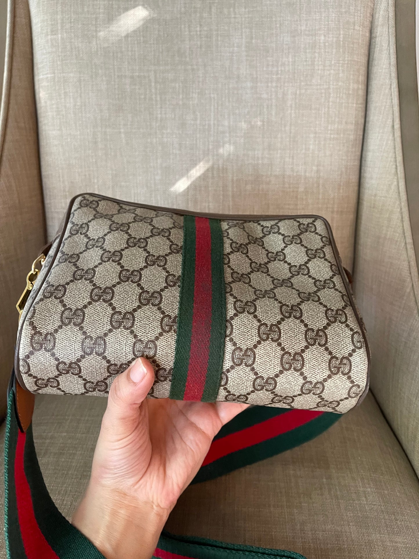 Authentic Gucci vintage web sherry line crossbody bag