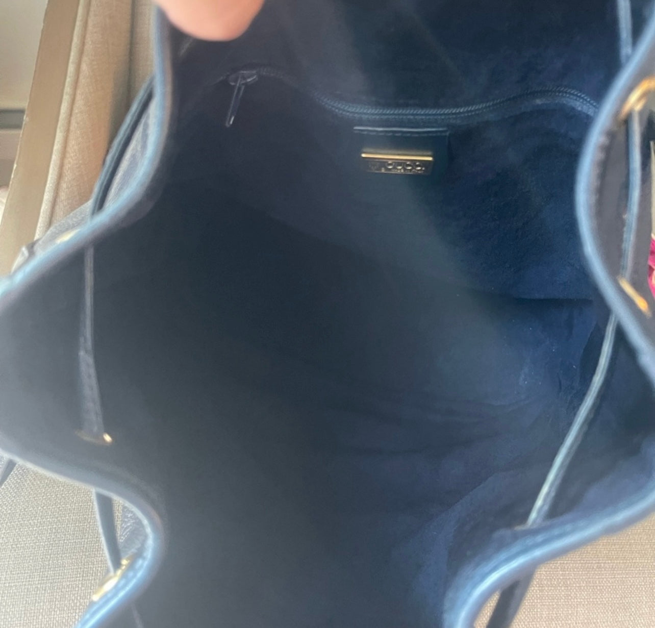 Authentic Gucci drawstring blue leather bag