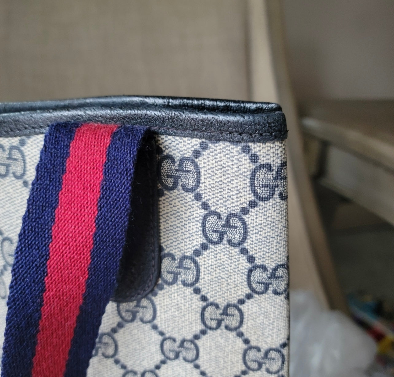 Authentic Gucci vintage web sherry line tote bag