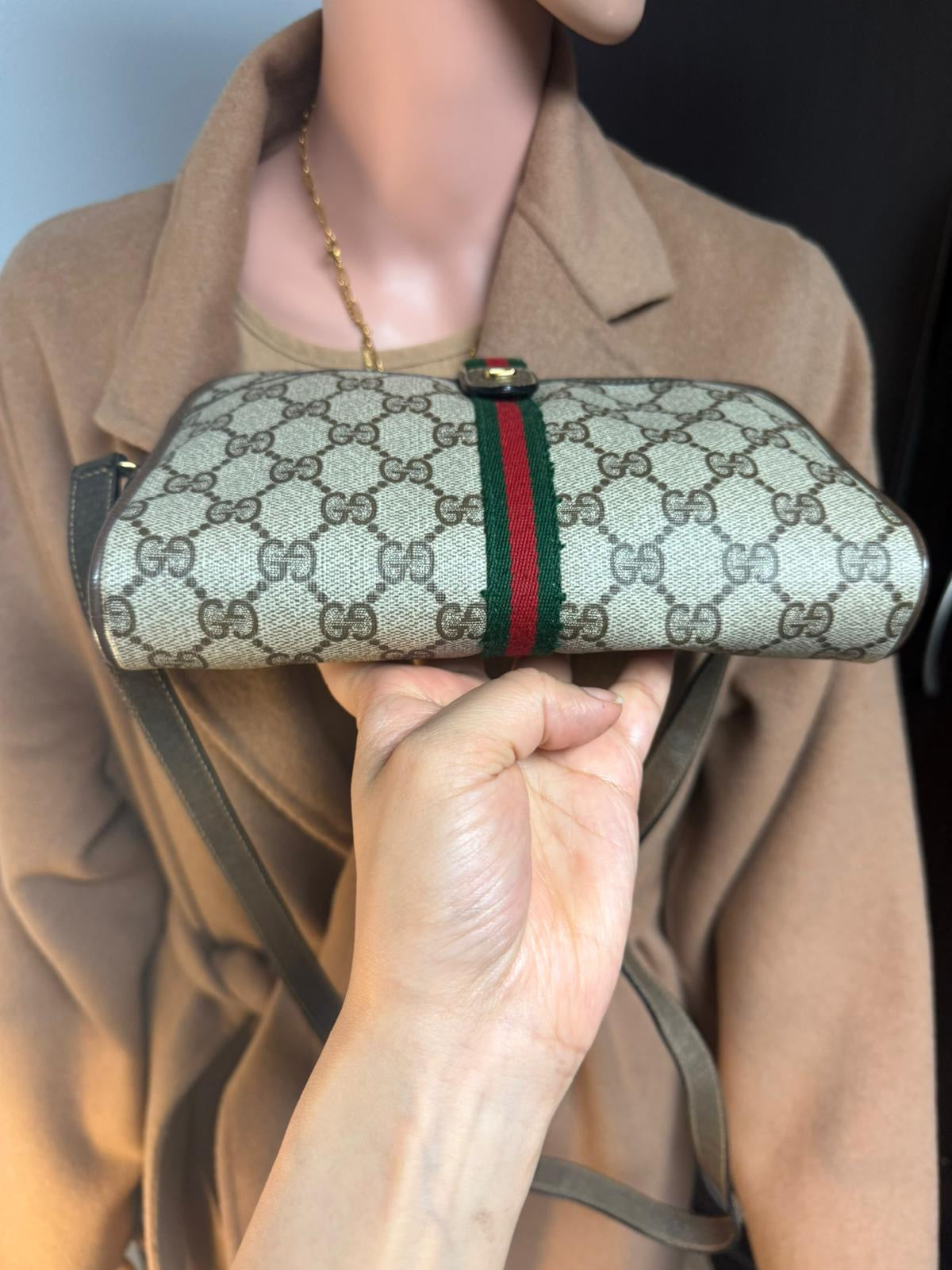 Authentic Gucci vintage web sherry line shoulder bag