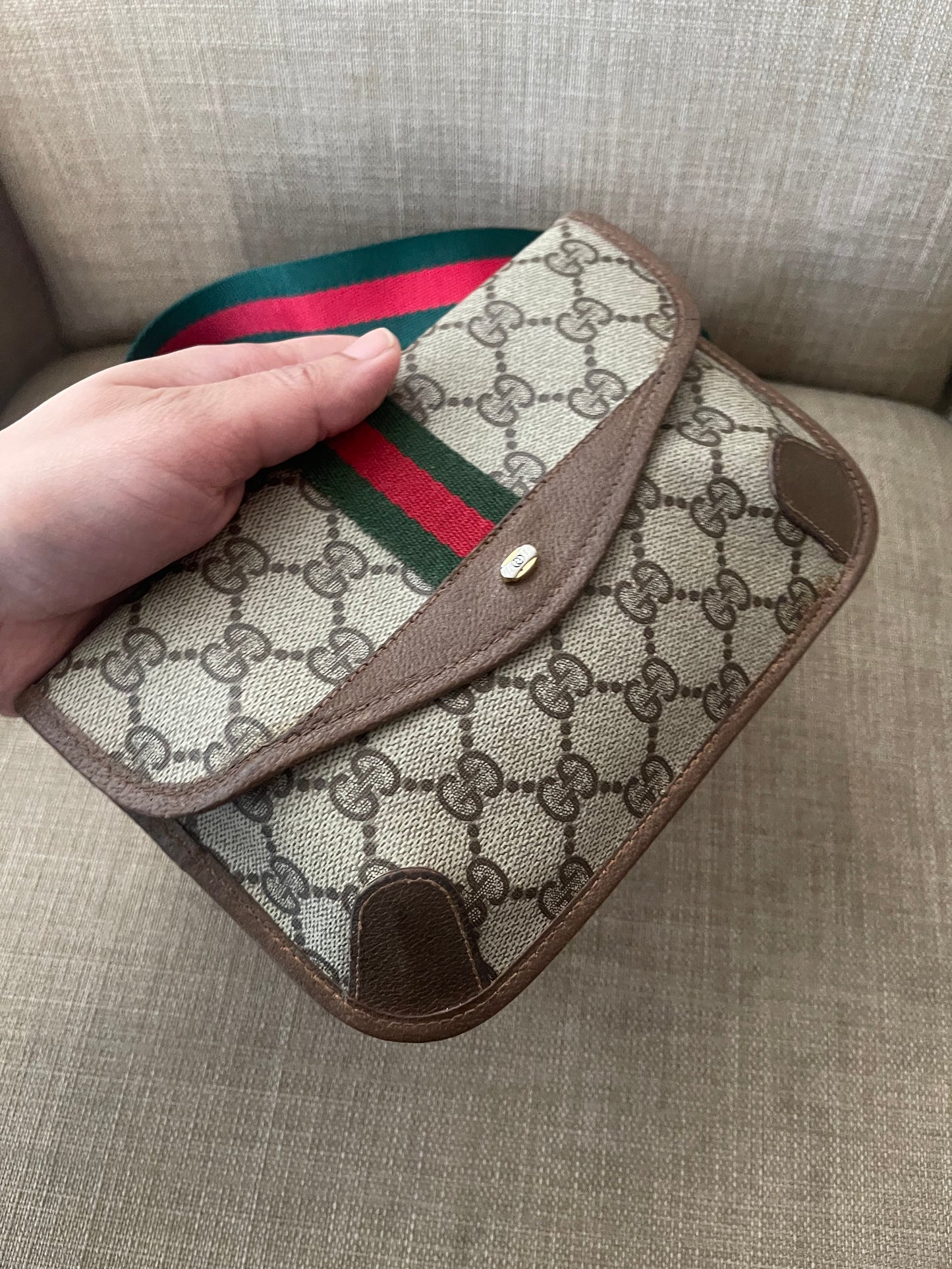 Authentic Gucci vintage web sherry line clutch crossbody bag