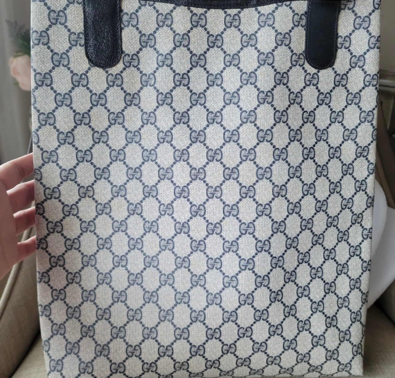 Authentic Gucci vintage web sherry line tote bag