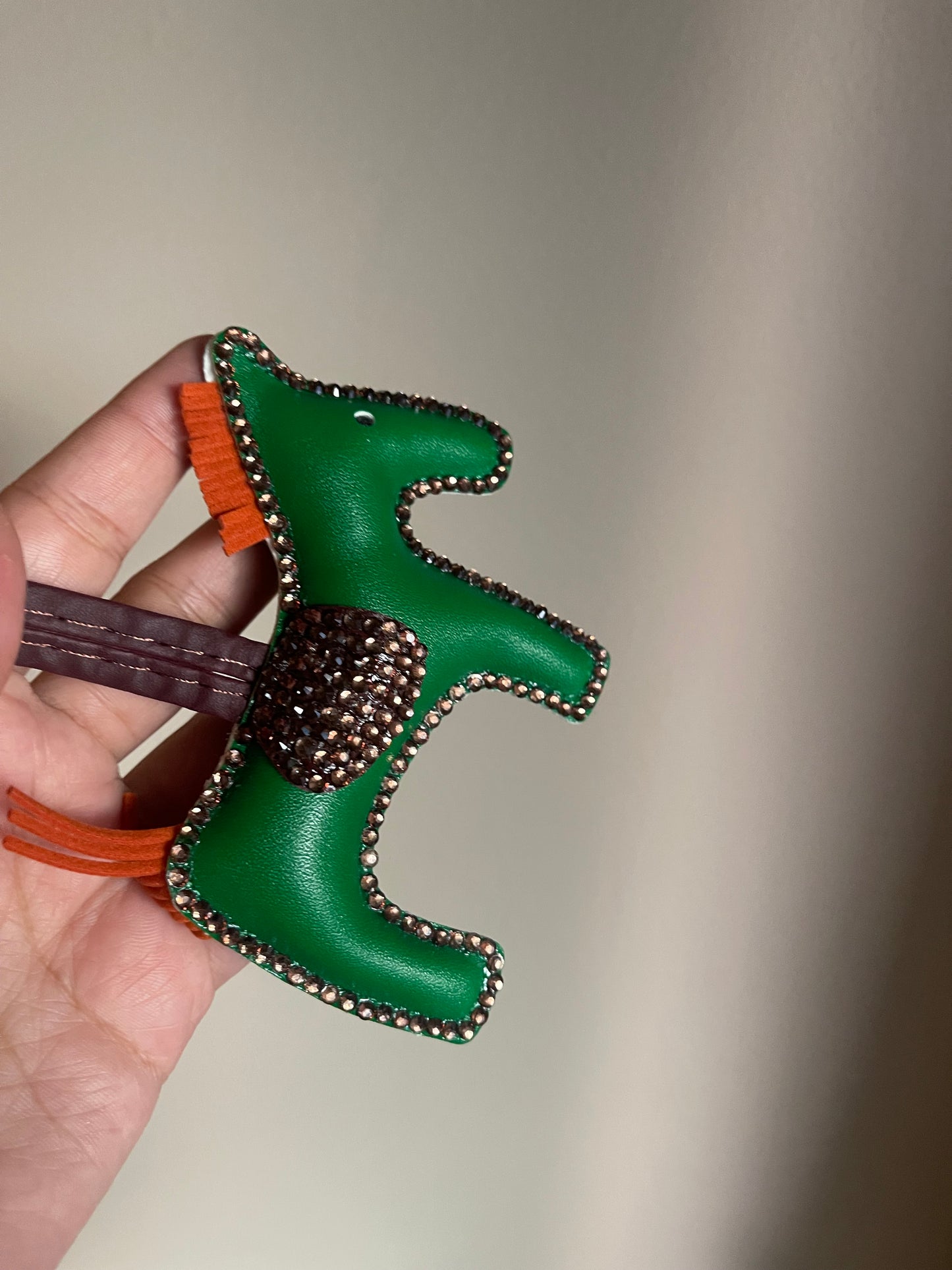 Bling horse bag charm green