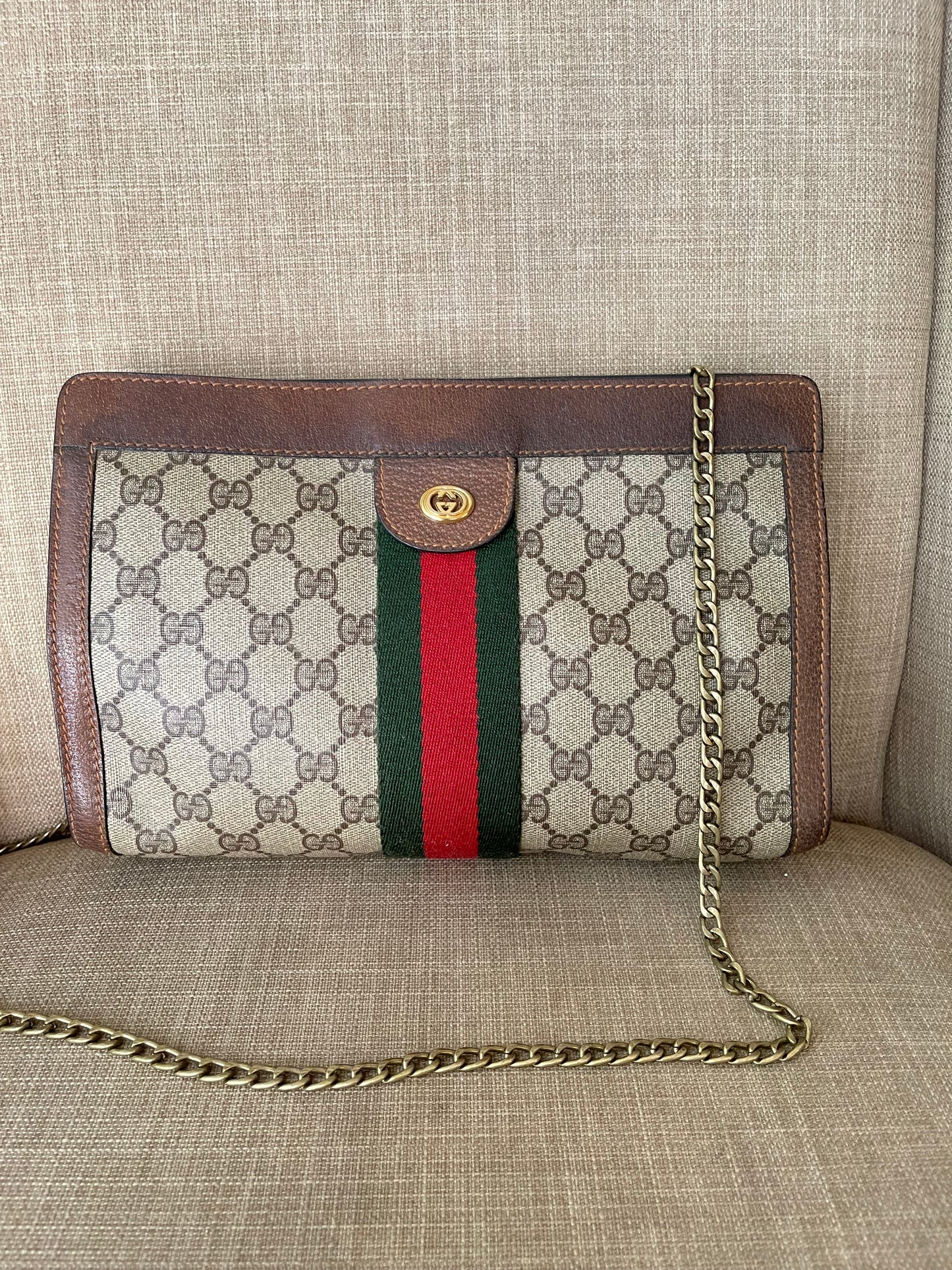 Authentic Gucci vintage web sherry line clutch crossbody