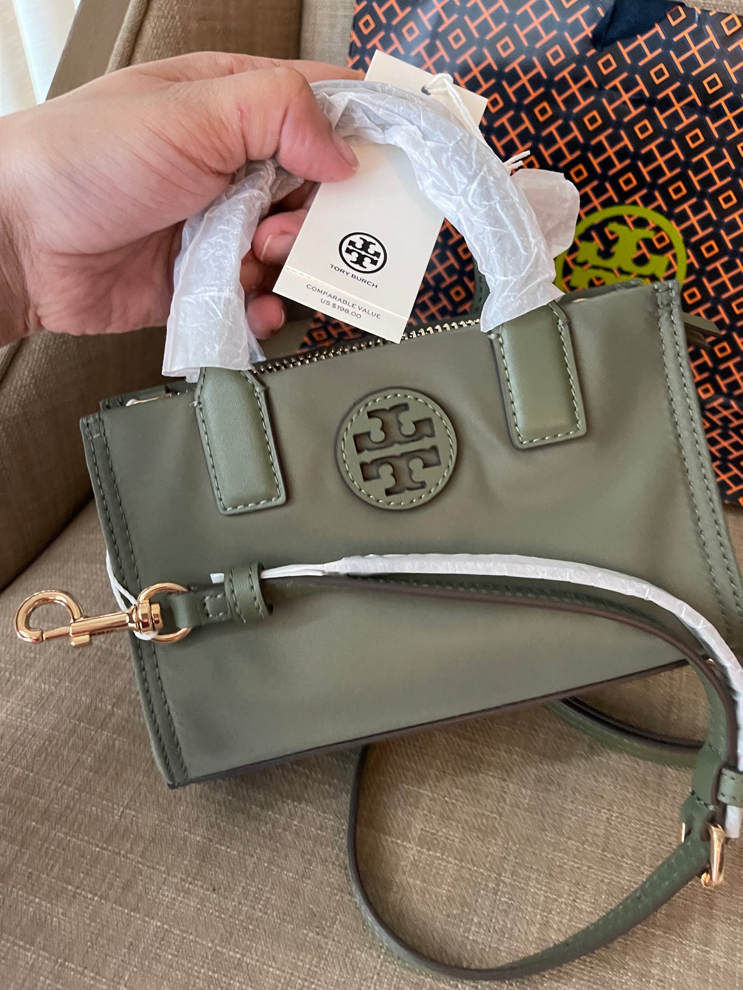 Authentic Tory Burch nylon mini tote