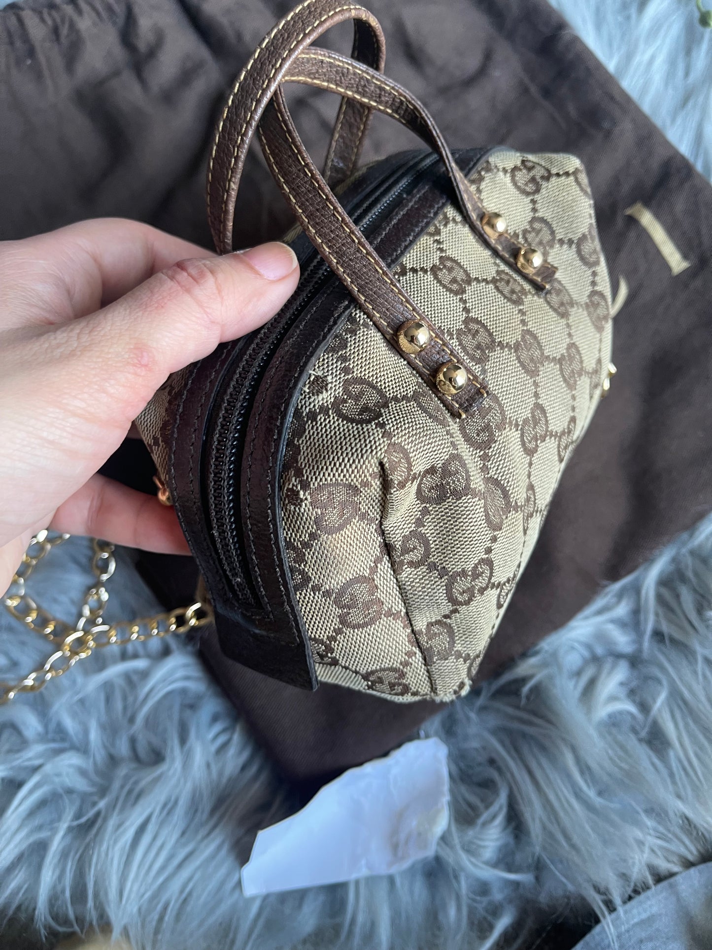 Authentic vintage upcycled Gucci accesory pouch bag