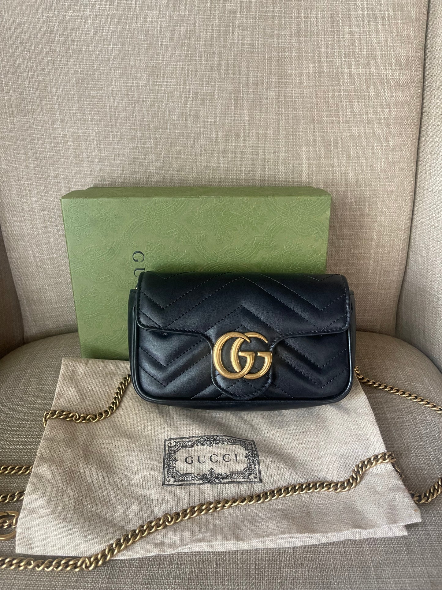 Authentic Gucci mini marmont bag black