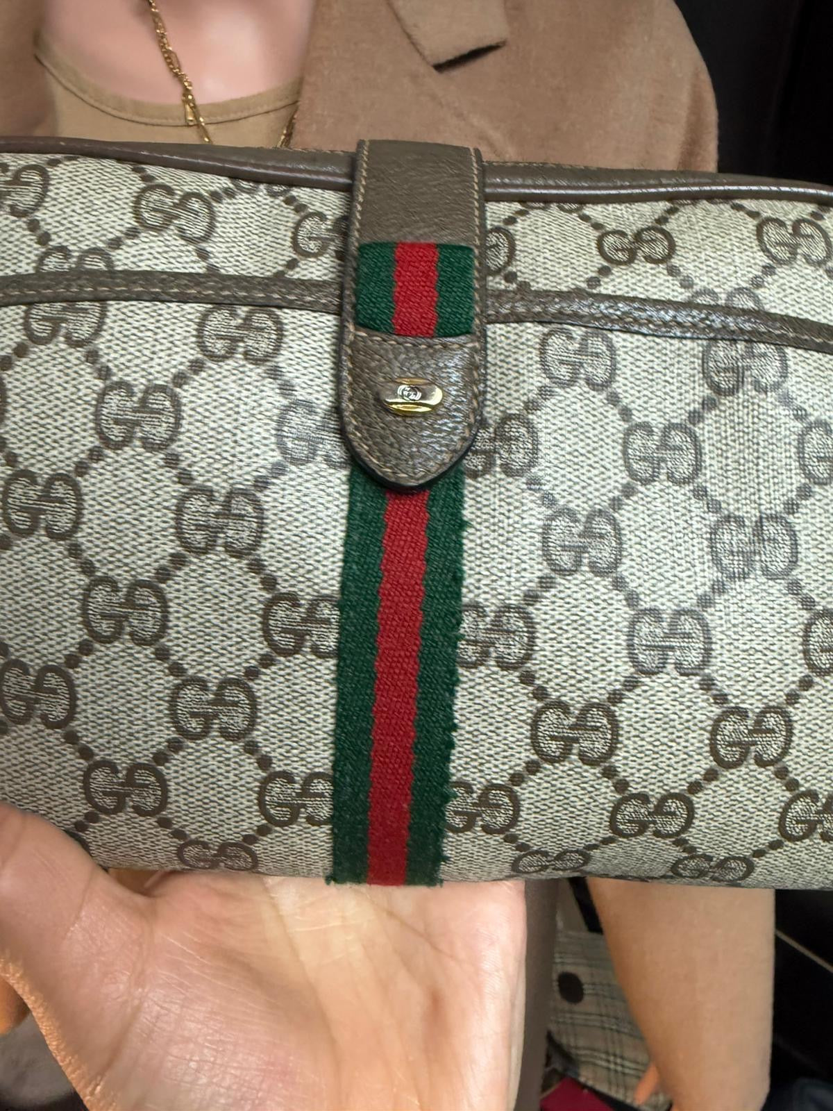 Authentic Gucci vintage web sherry line shoulder bag