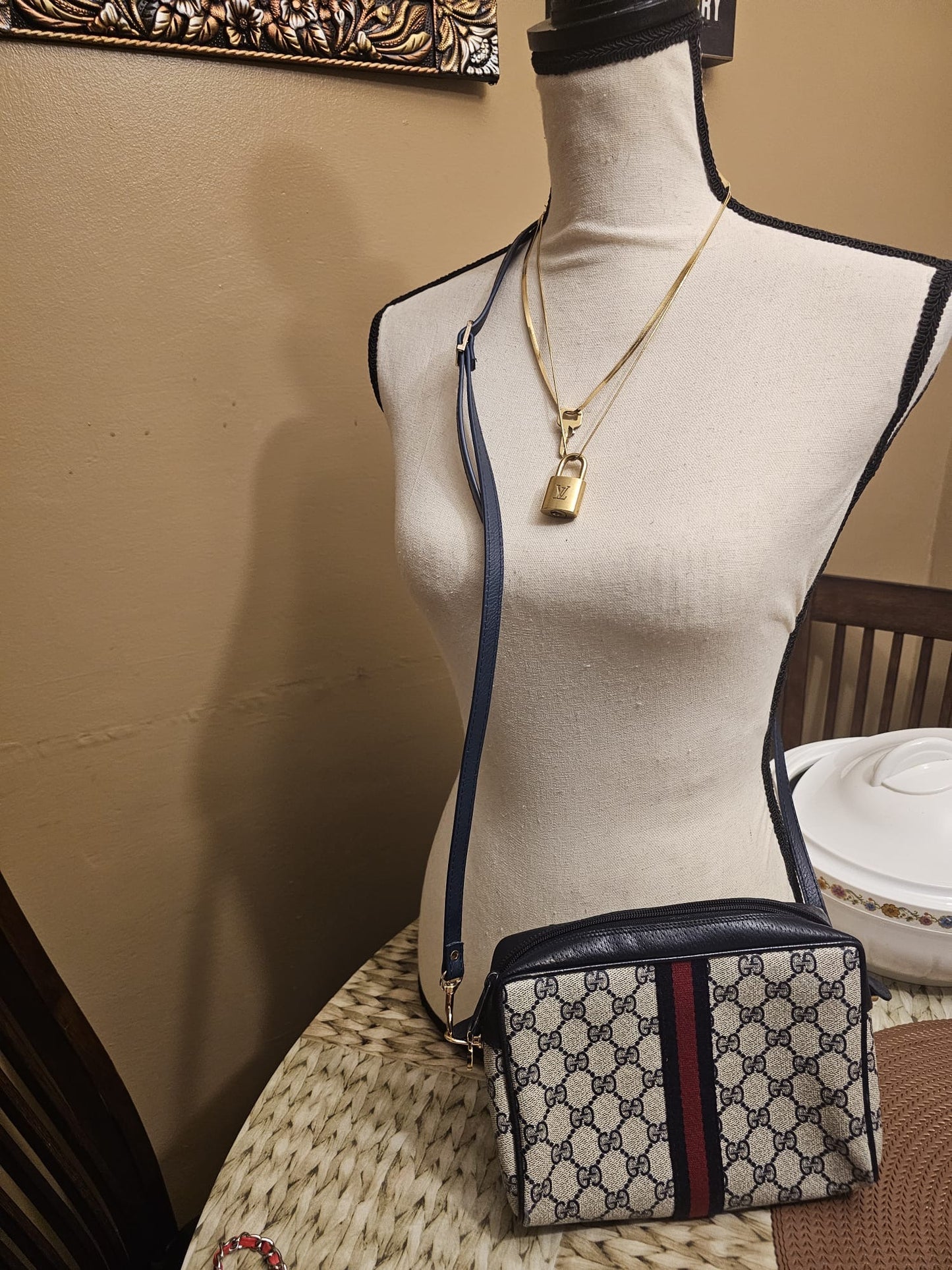 Authentic Gucci vintage web sherry line crossbody bag