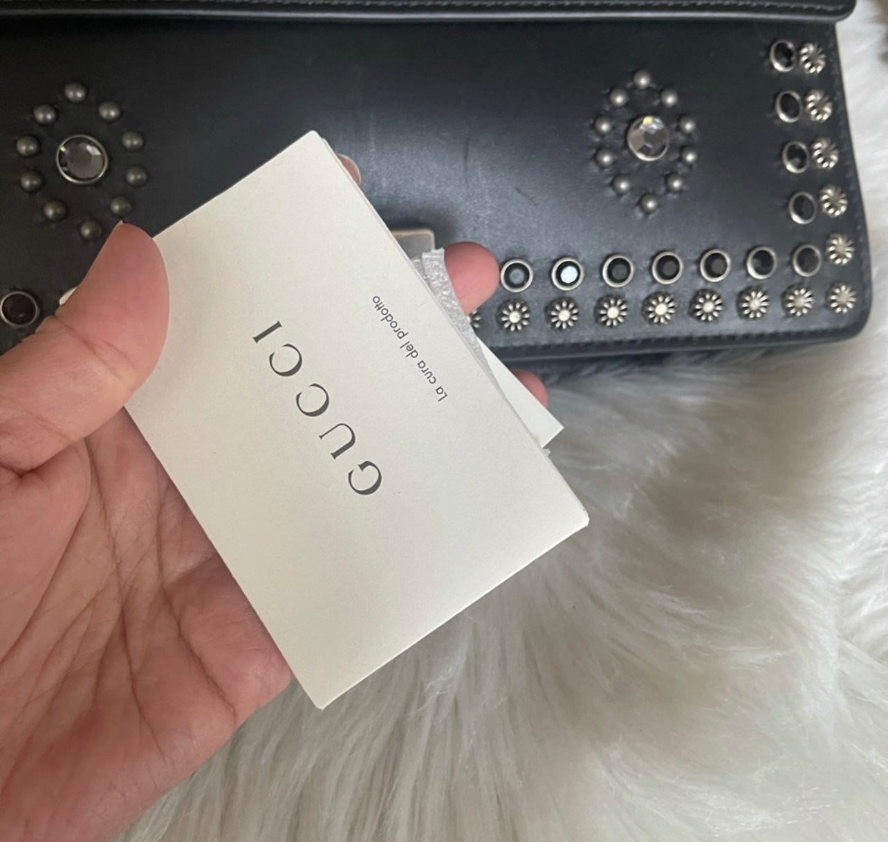 Authentic Gucci studded shoulder bag