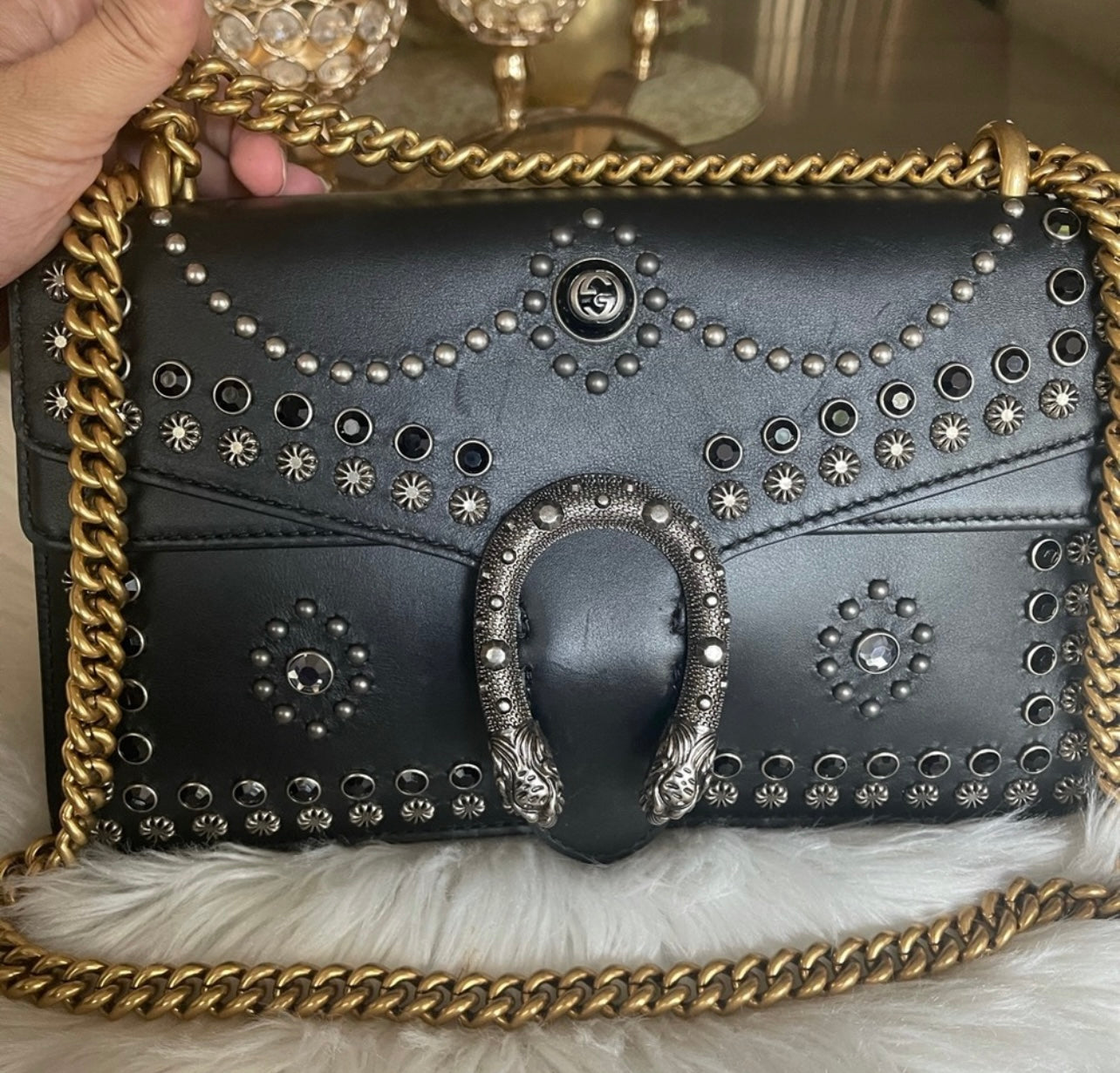 Authentic Gucci studded shoulder bag