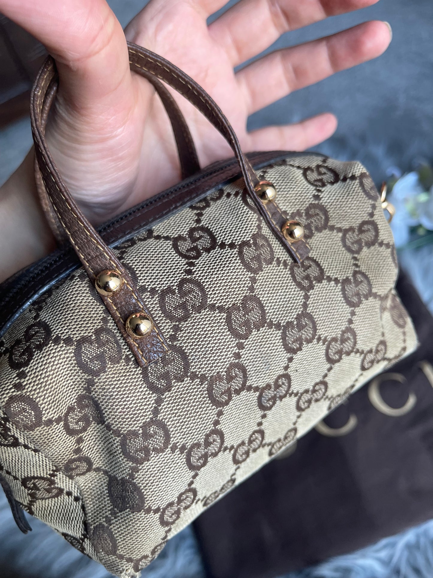 Authentic vintage upcycled Gucci accesory pouch bag