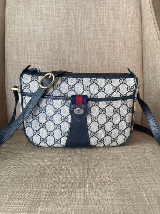 Authentic Gucci vintage web sherry line crossbody bag