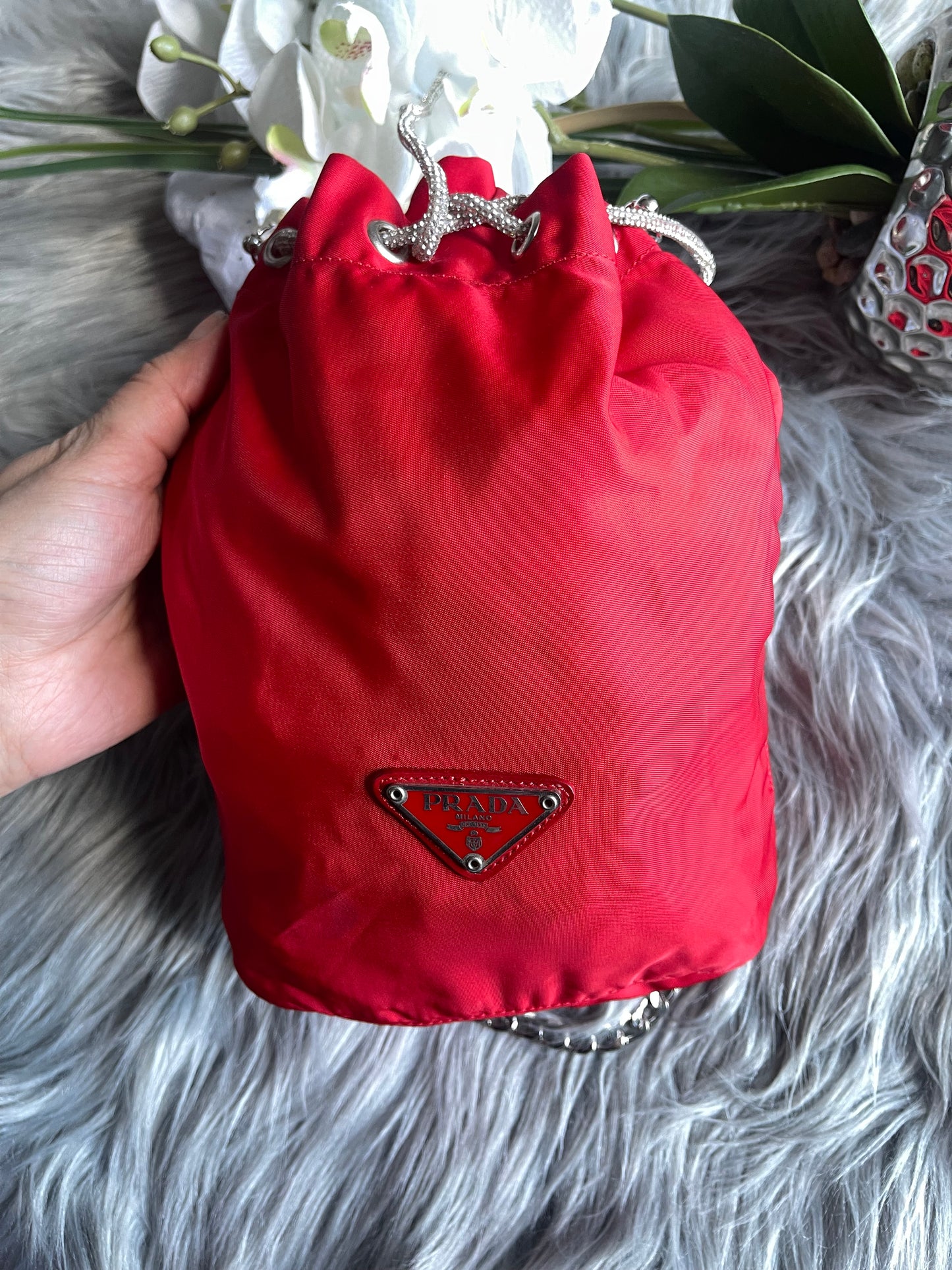 Authentic Prada nylon drawstring bag