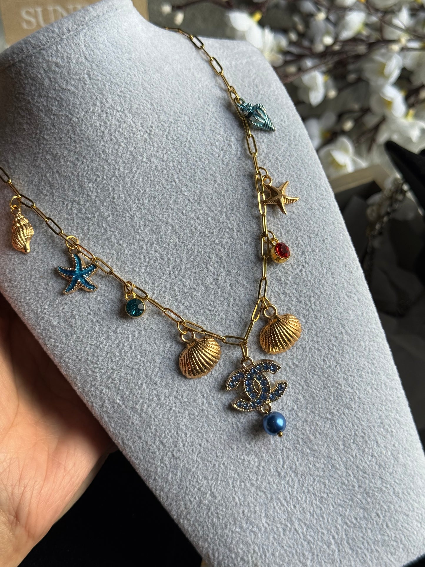 Upcycled women charm necklace