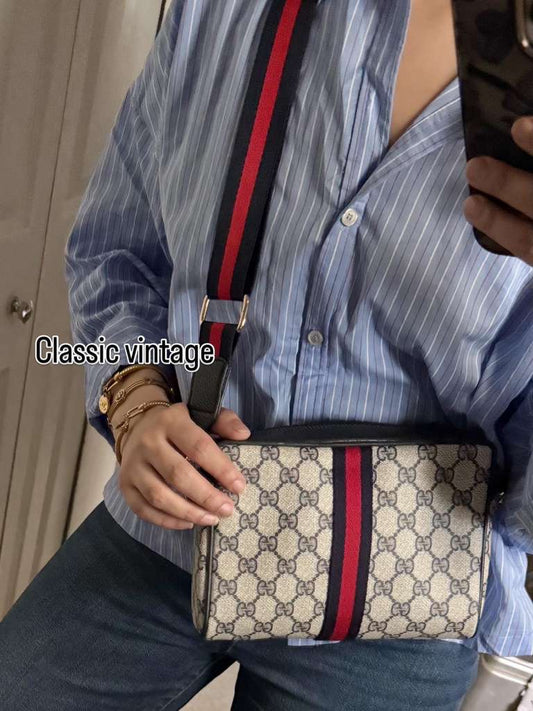 Authentic Gucci vintage web sherry line crossbody bag