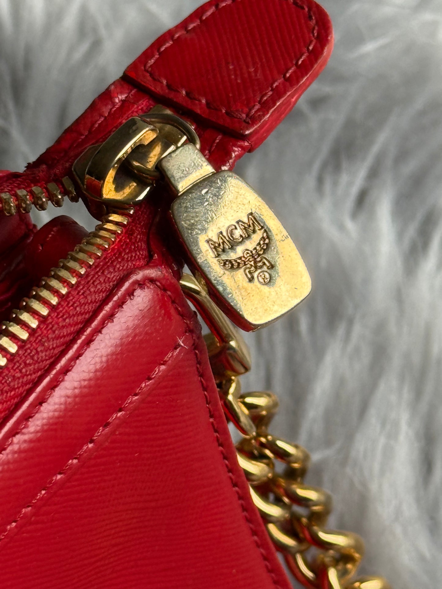 Authentic mcm patent leather shoulder bag