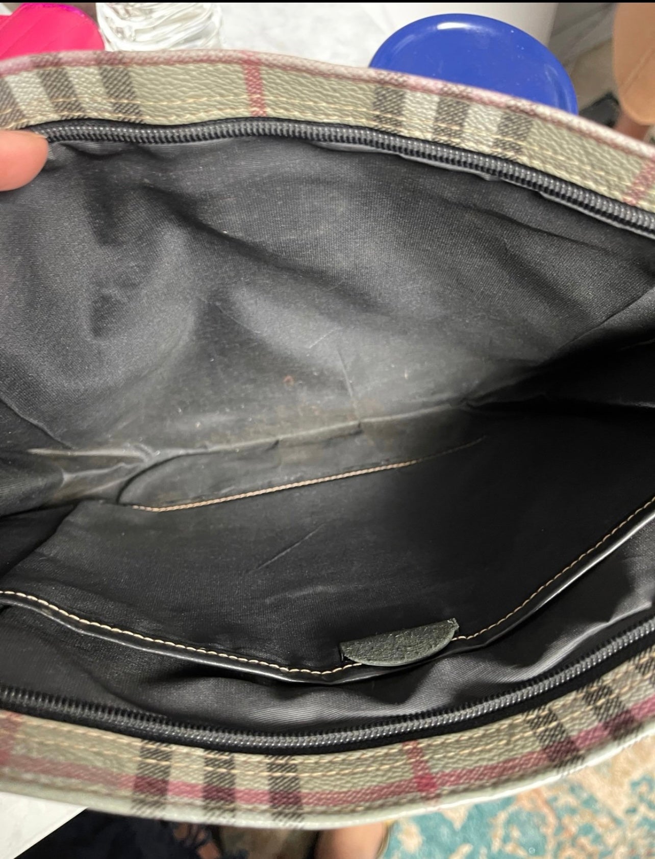 Authentic Burberrys nova check grey clutch