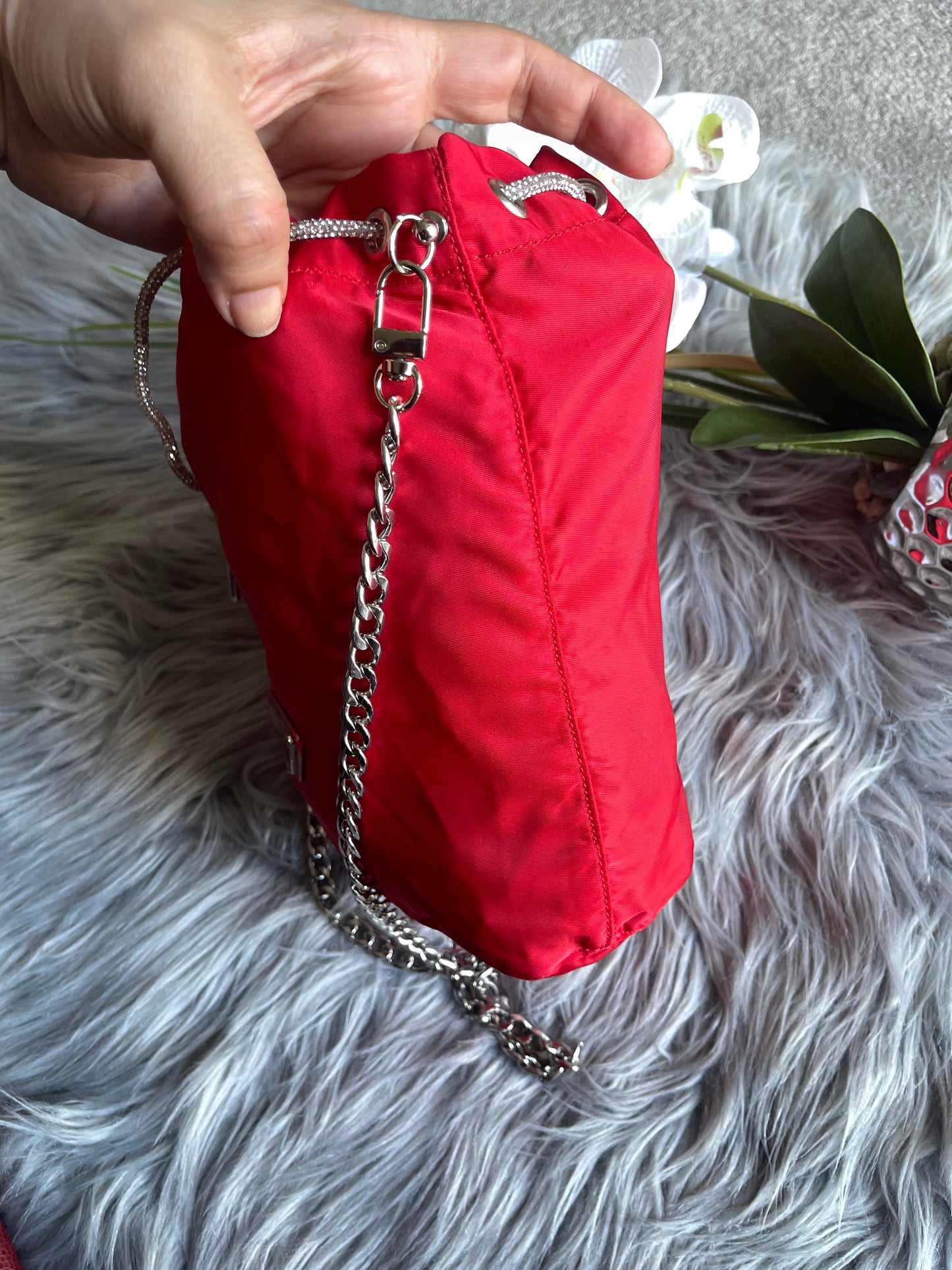 Authentic Prada nylon drawstring bag