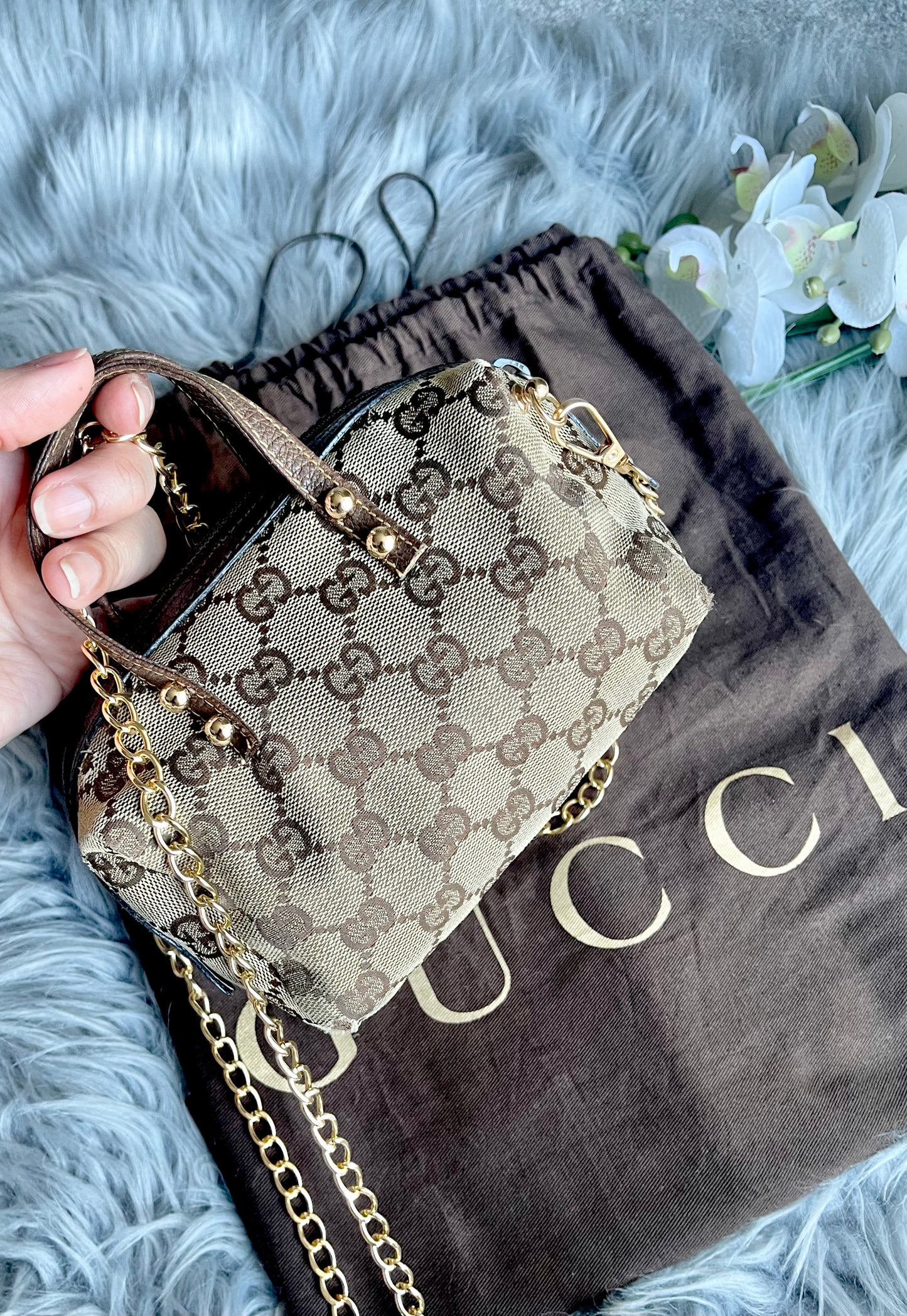 Authentic vintage upcycled Gucci accesory pouch bag