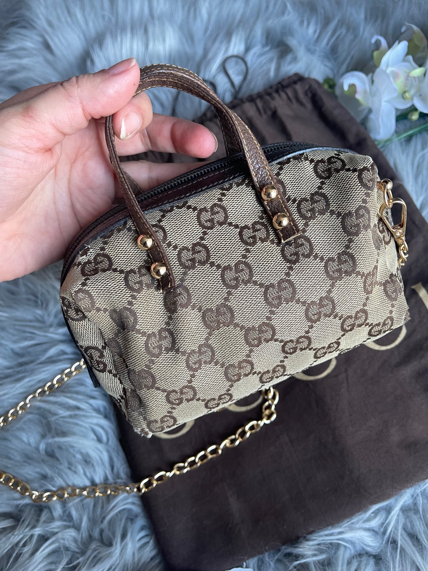 Authentic vintage upcycled Gucci accesory pouch bag