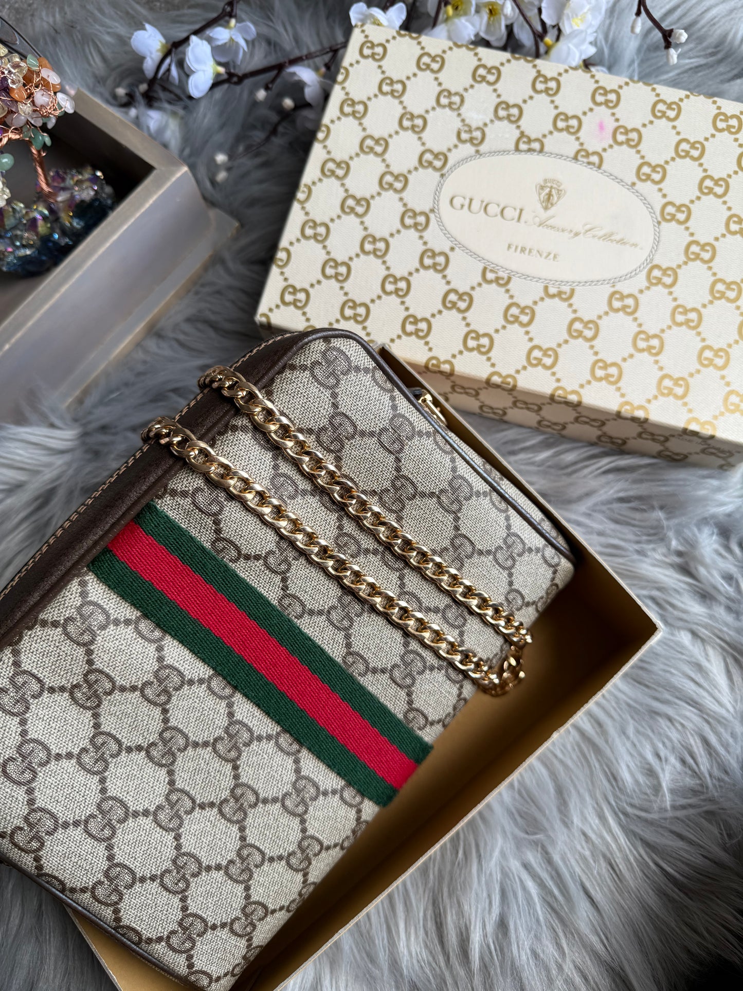 Authentic Gucci web sherry line clutch bag