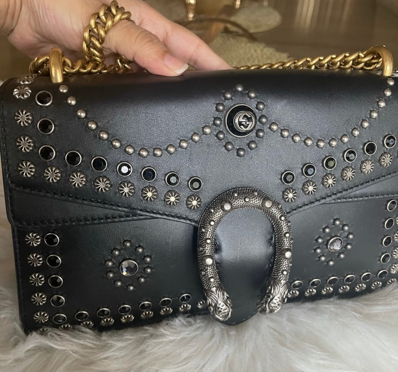 Authentic Gucci studded shoulder bag