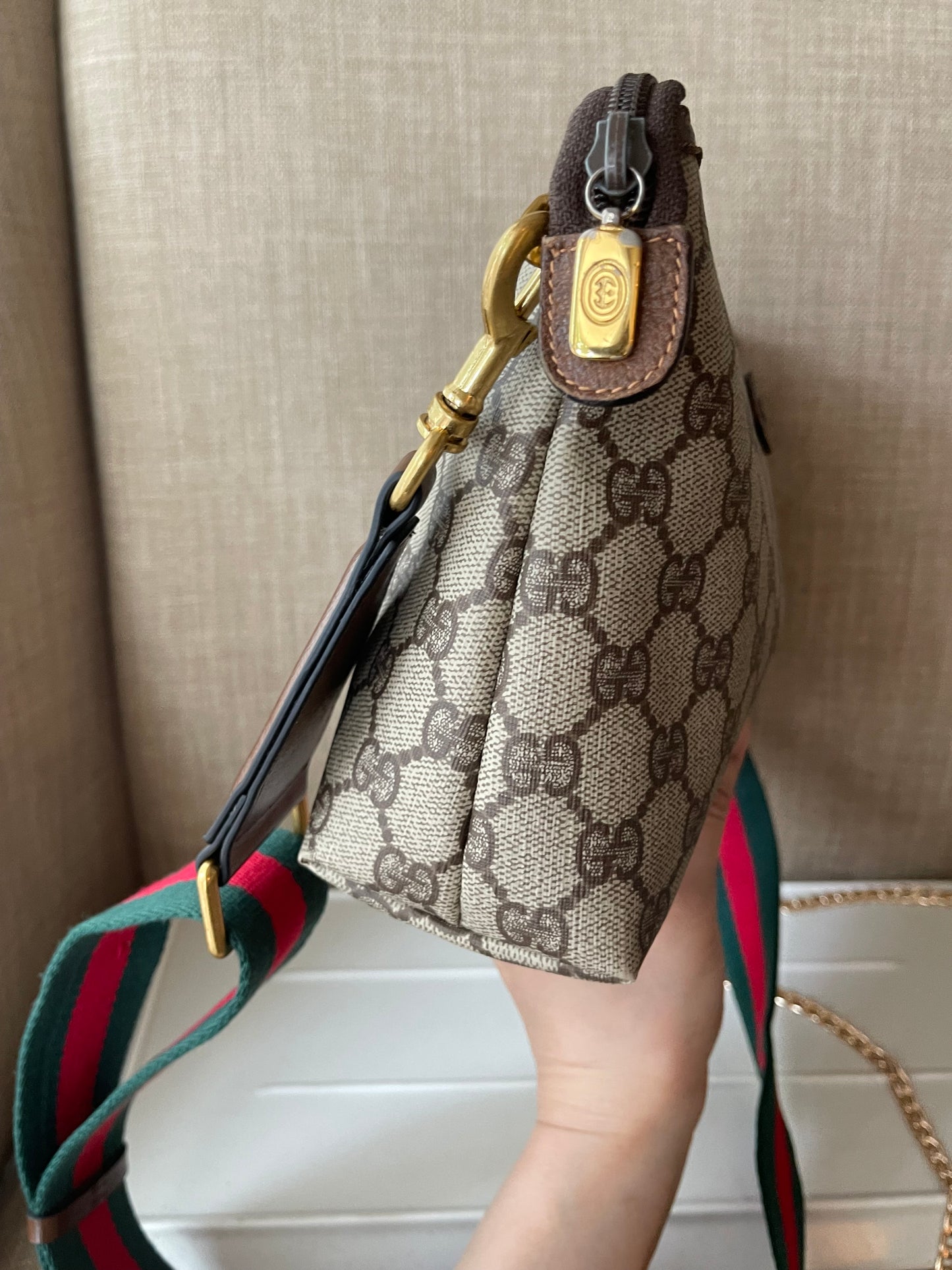 Authentic Gucci vintage crossbody bag brown PVC canvas