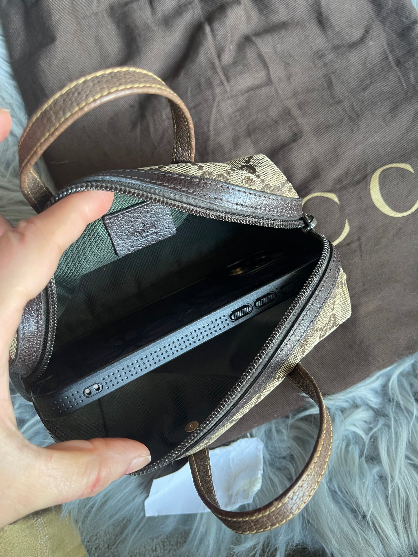 Authentic vintage upcycled Gucci accesory pouch bag