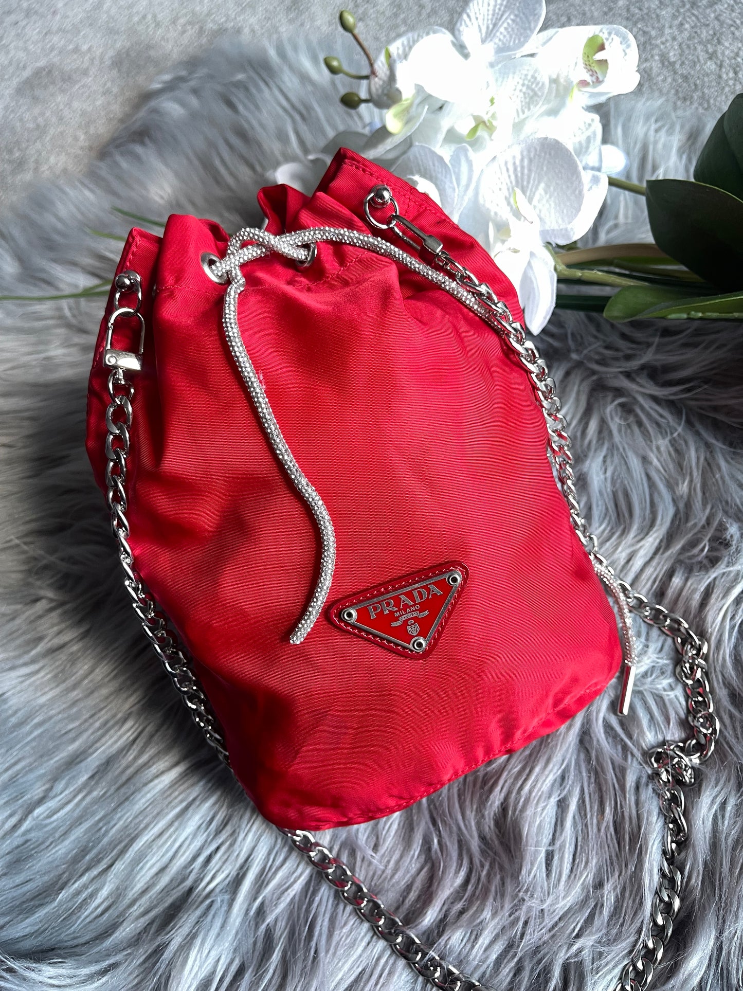Authentic Prada nylon drawstring bag