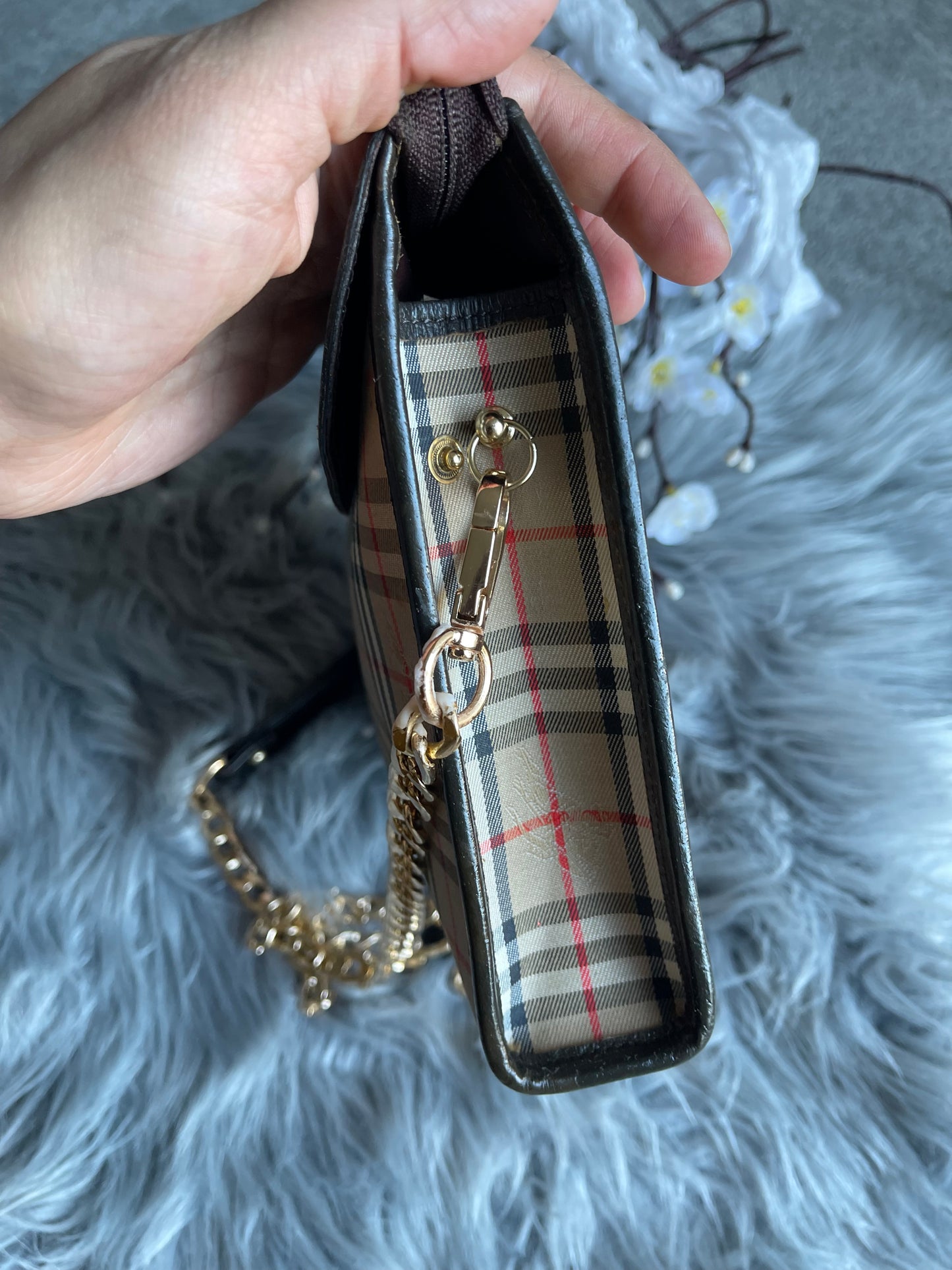 Authentic Burberrys vintage nova check tan bag