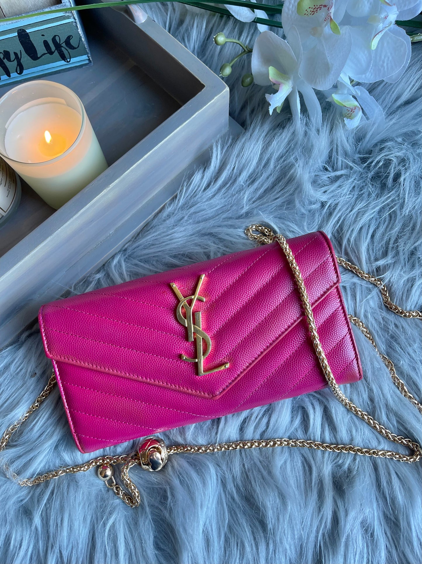 Authentic YSL V stich bifold wallet