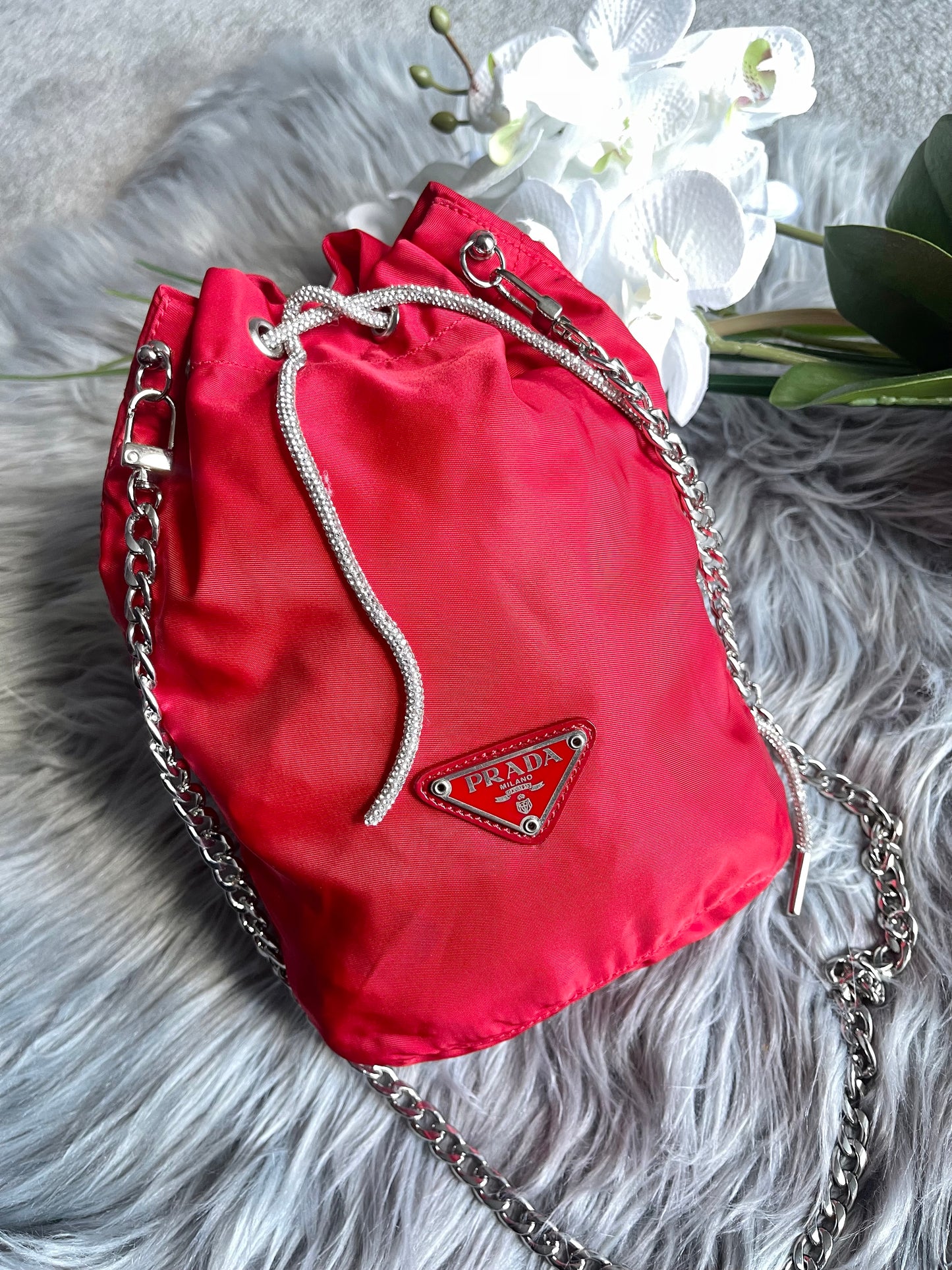 Authentic Prada nylon drawstring bag