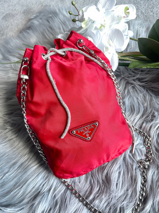 Authentic Prada nylon drawstring bag