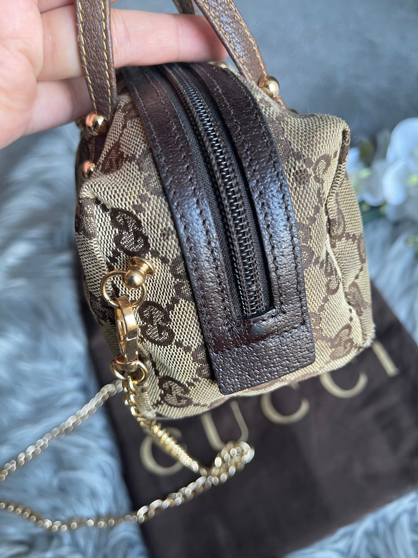 Authentic vintage upcycled Gucci accesory pouch bag
