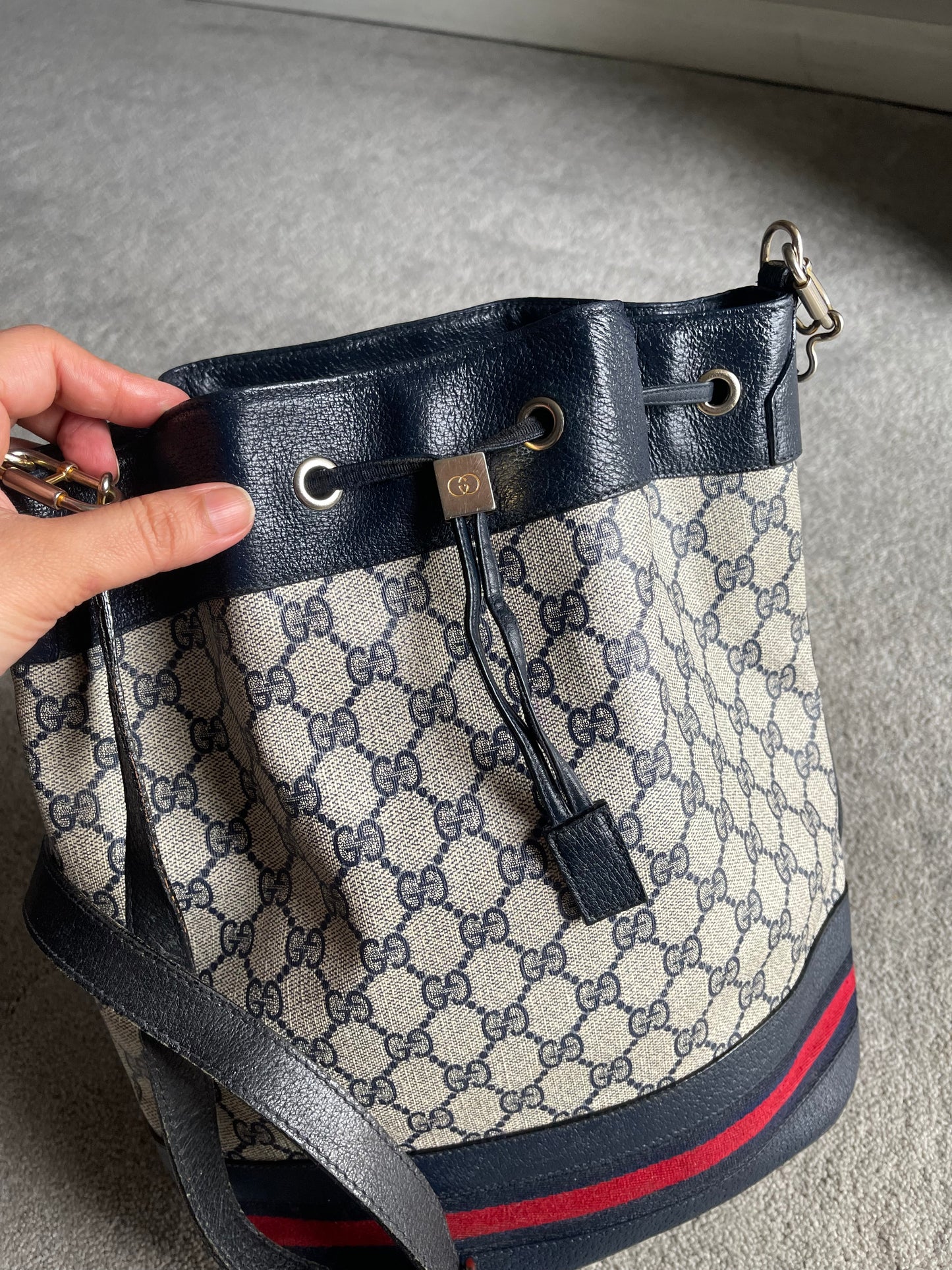 Authentic Gucci vintage web sherry line crossbody bag