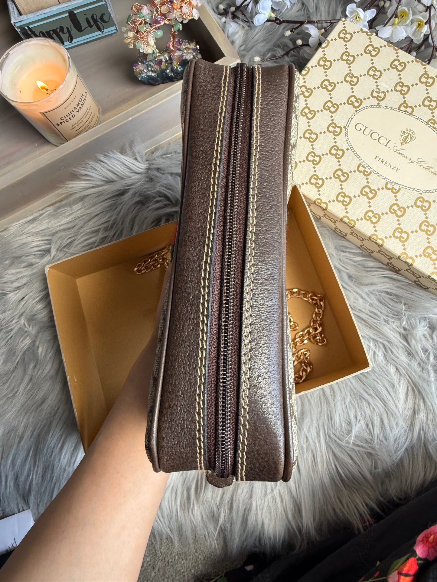 Authentic Gucci web sherry line clutch bag