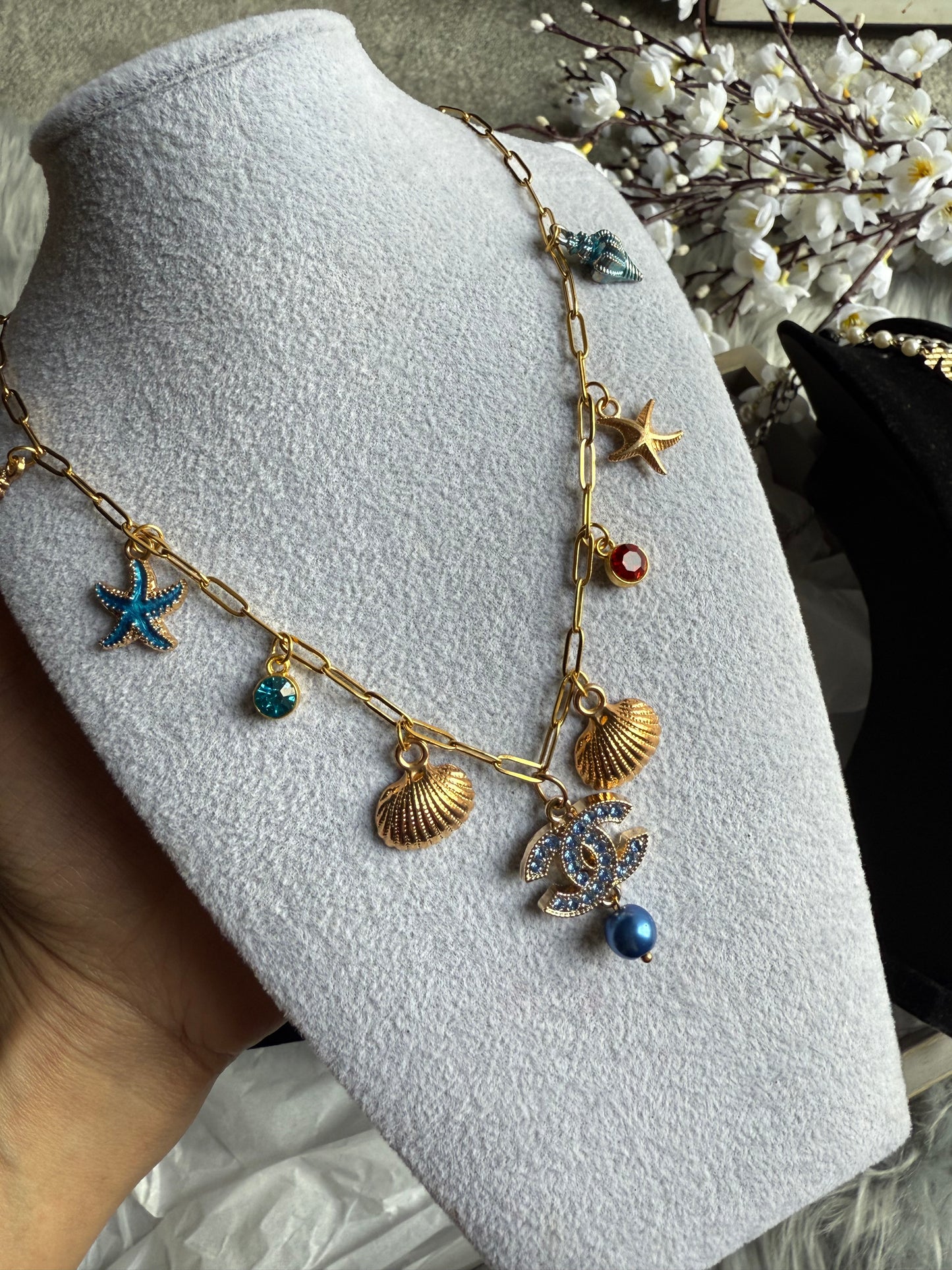 Upcycled women charm necklace