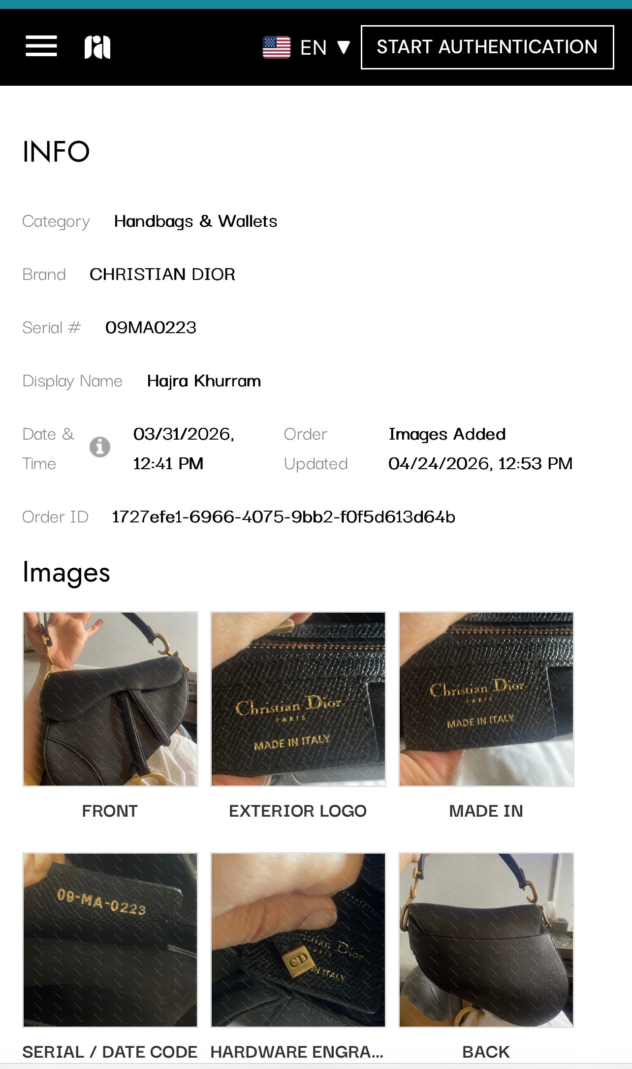 Authentic Christian Dior saddle bag medium