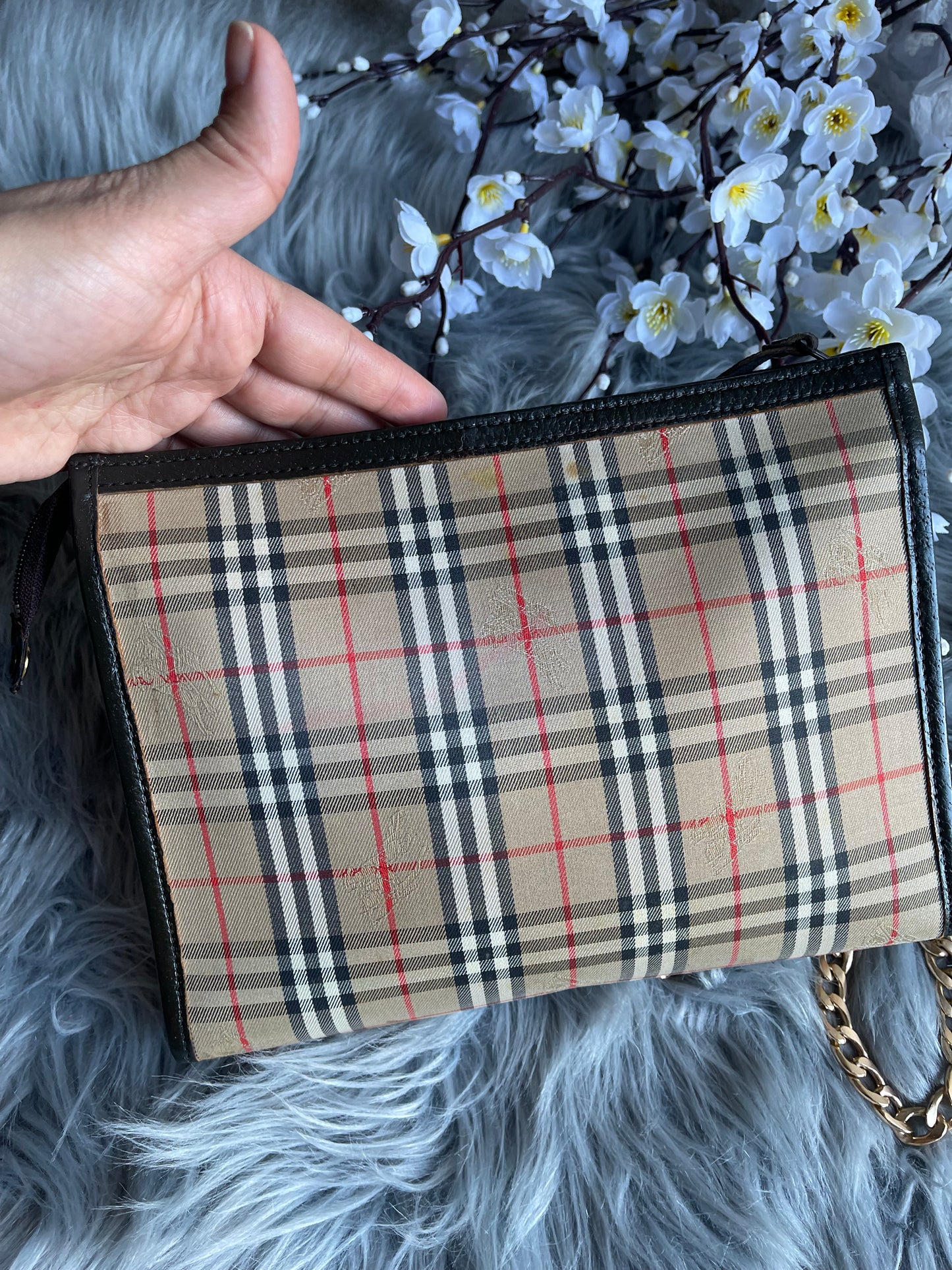 Authentic Burberrys vintage nova check tan bag