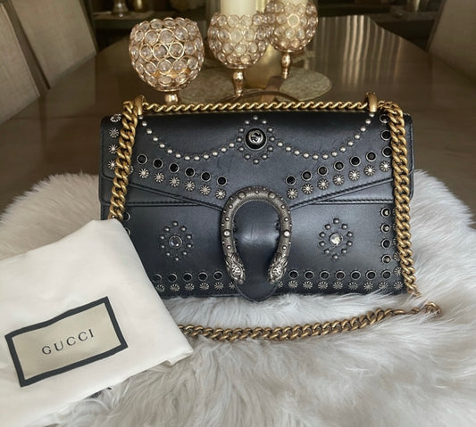 Authentic Gucci studded shoulder bag