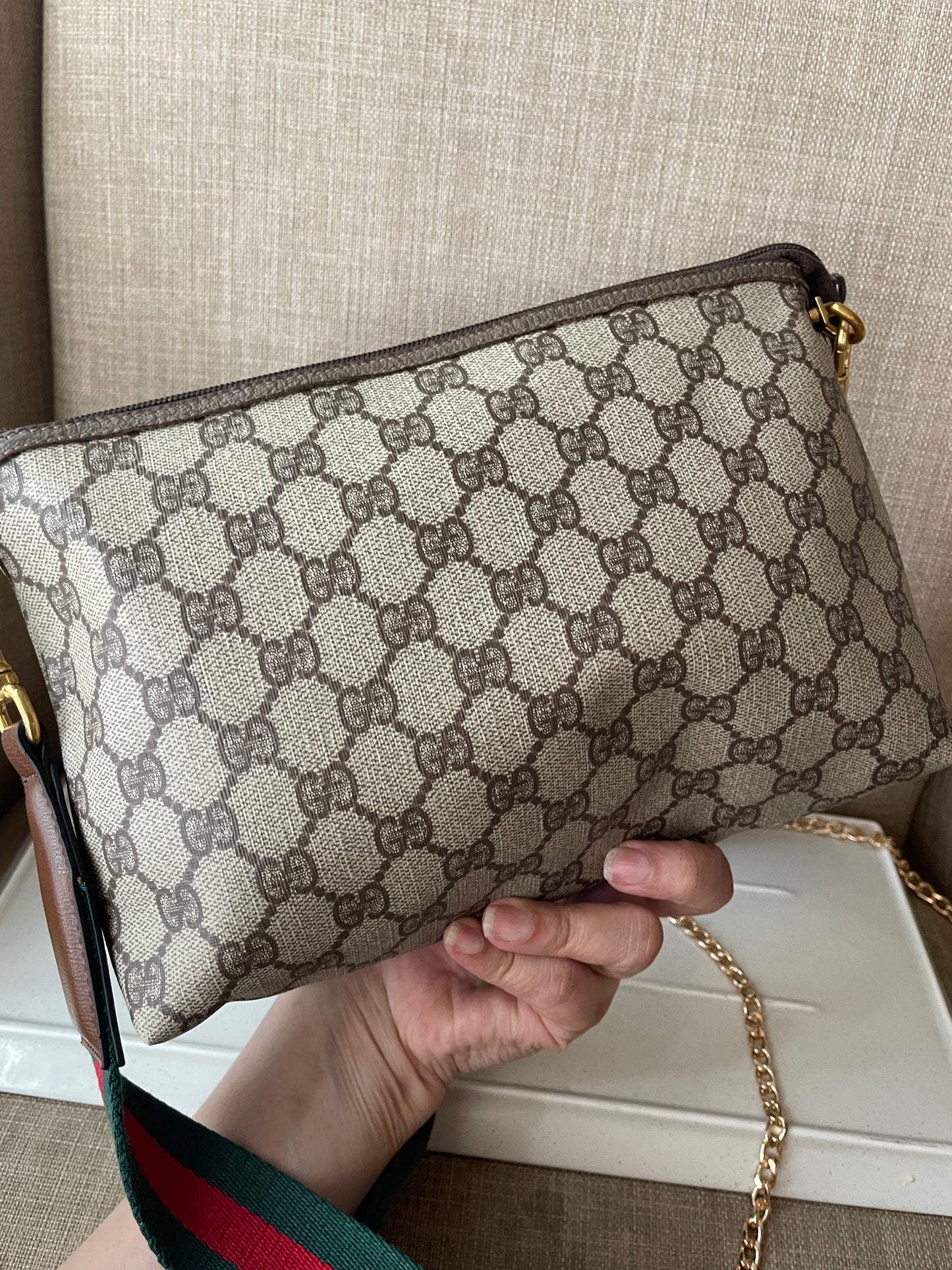 Authentic Gucci vintage crossbody bag brown PVC canvas