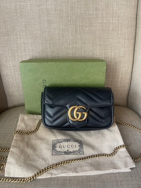 Authentic Gucci mini marmont bag black