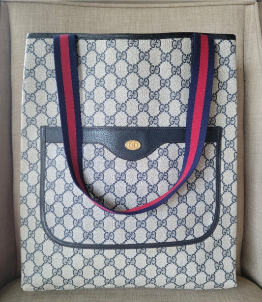 Authentic Gucci vintage web sherry line tote bag