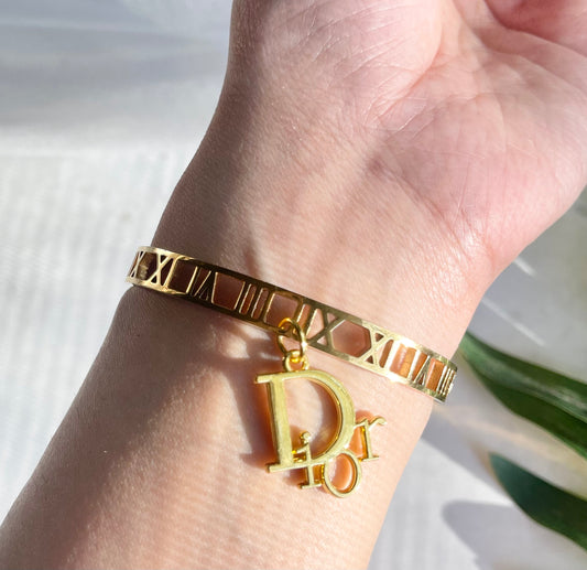 Upcycled Dior charm cuff bracelet