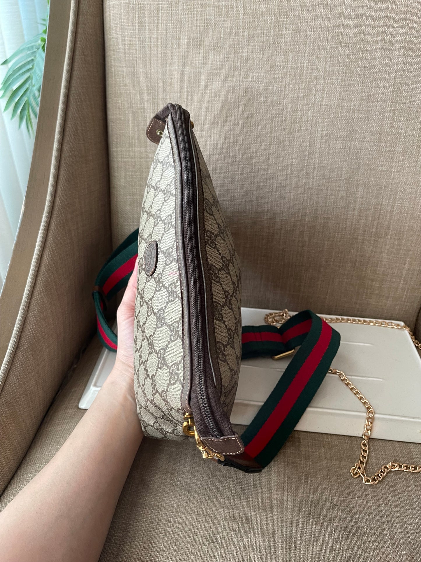 Authentic Gucci vintage crossbody bag brown PVC canvas