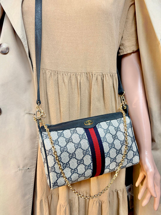 Authentic Gucci vintage web sherry line crossbody bag