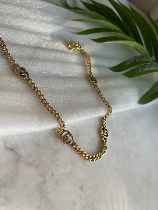 Upcycled charm necklace gold