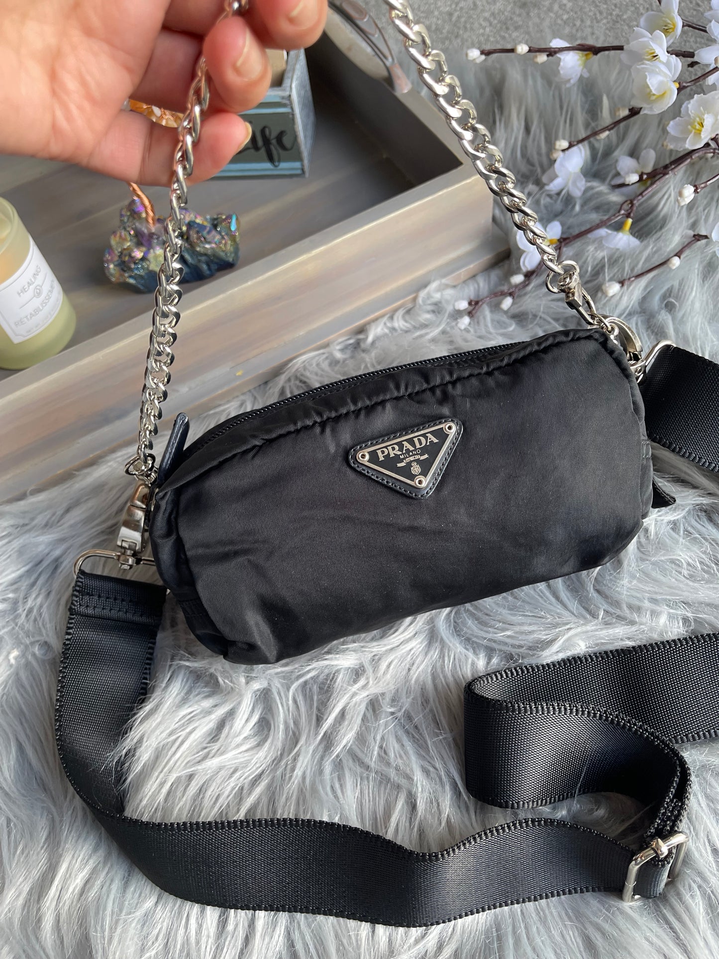 Authentic Prada nylon mini crossbody bag