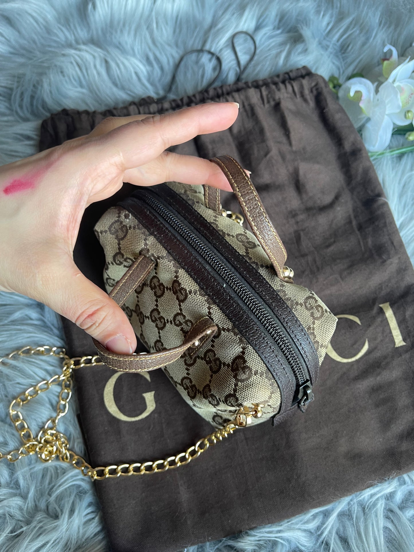 Authentic vintage upcycled Gucci accesory pouch bag
